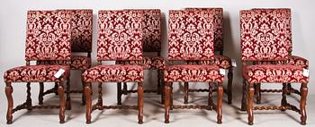 MATSALSGRUPP, 9 delar, barockstil, 1900-tal.