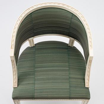 Three late-Gustavian style armchairs, late 20th Century.