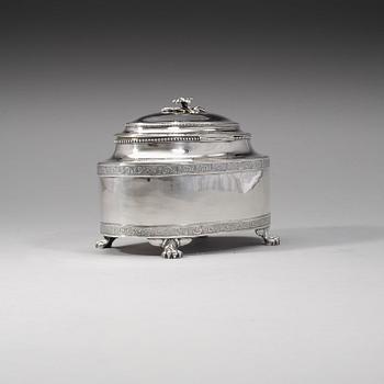 A Swedish 18th century silver sugar casket, Nils Tornberg, Linköping 1793.