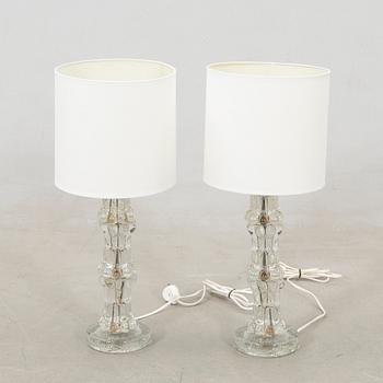 Carl Fagerlund, Table lamps, a pair of glass, Orrefors, second half of the 20th century.