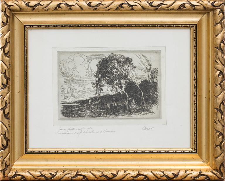 JEAN BAPTISTE CAMILLE COROT, etsning.