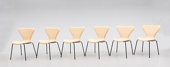 STOLAR, 6 st, "Sjuan", Arne Jacobsen för Fritz Hansen, Danmark, 1900-talets slut.