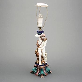 BORDSLAMPA, majolika, 1800-talets slut.