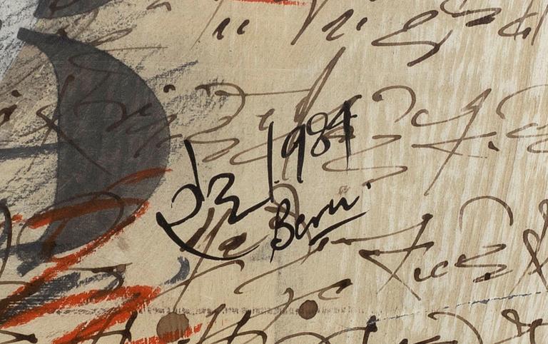 BADEV (DEV) SINGH, blandteknik på papper, signerad och daterad 1987.