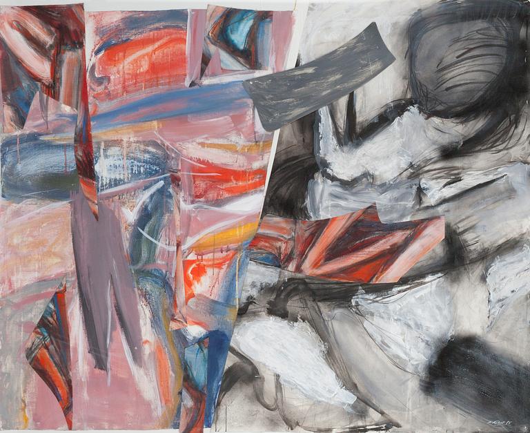 Petr Rehor, acrylic and collage, signed and dated-85.