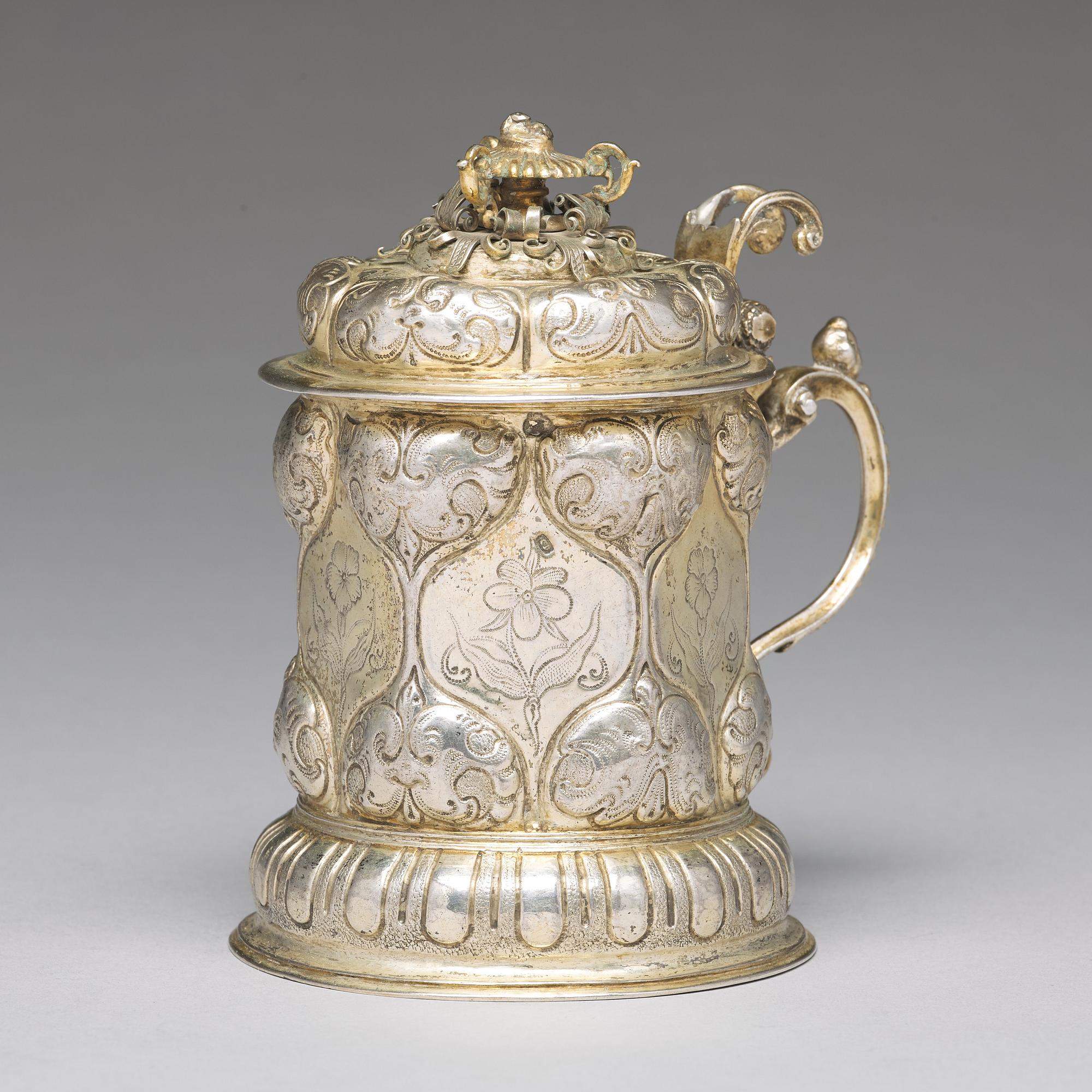 A German 17th century silver-gilt tankard, mark of Philipp Plapert, Nürnberg (1637-1665).