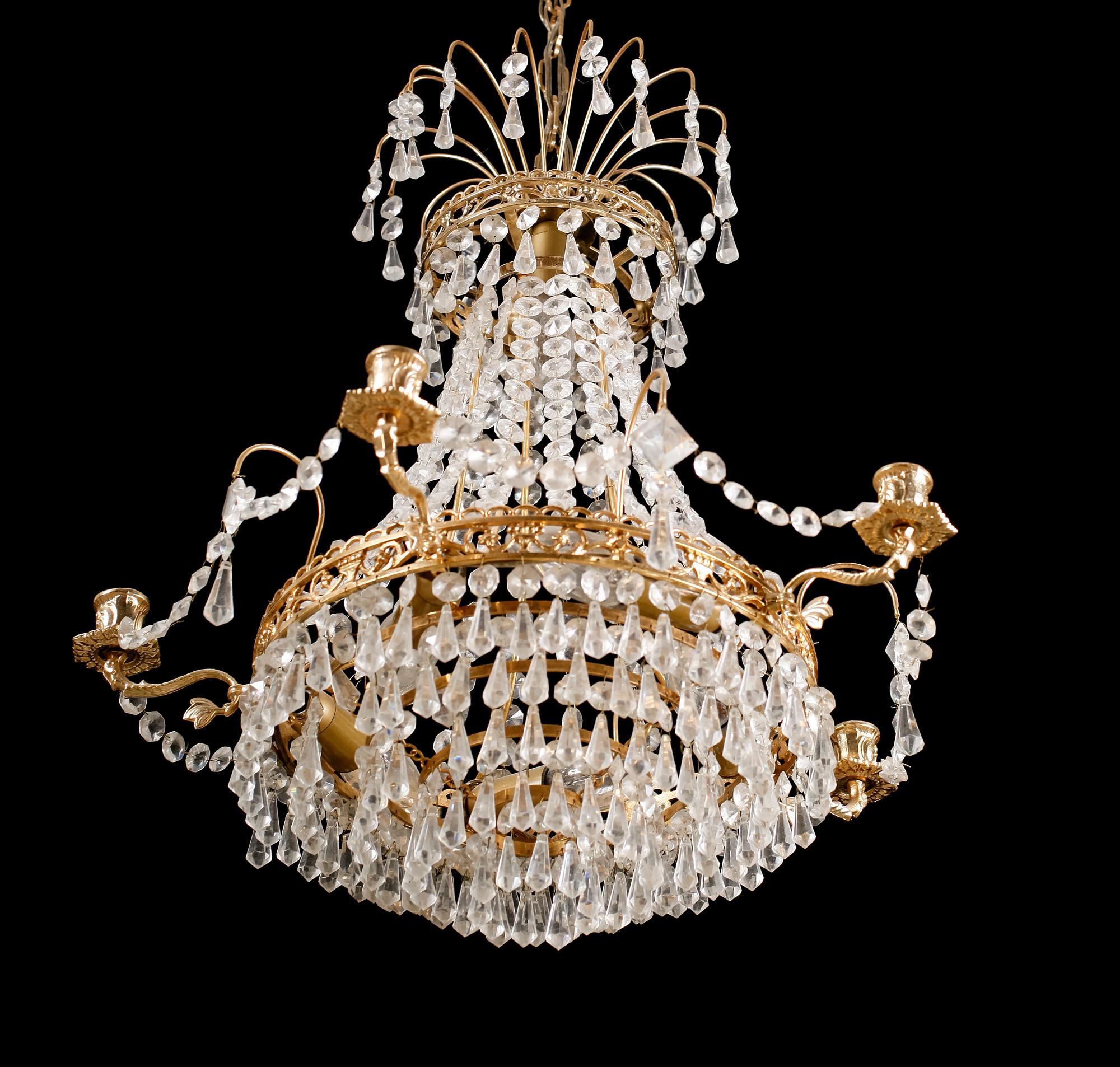 LJUSKRONA, empirestil, 1900-talets mitt. Höjd ca 55 cm.