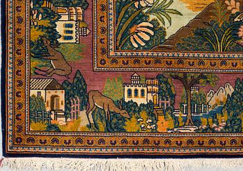 A rug, semi-antik Kashan figural, ca 216 x 133,5 cm.