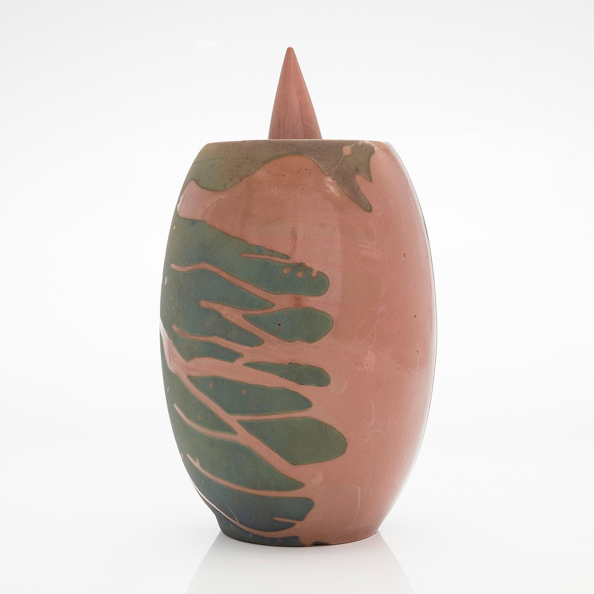 Inkeri Leivo, vas med lock, "Balzak", keramik, signerad Inkeri Leivo Arabia.