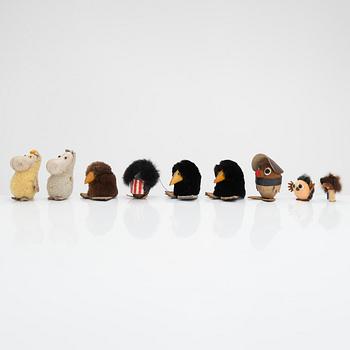 Atelier Fauni, figurer, 9 st, Finland, 1950-70-tal.