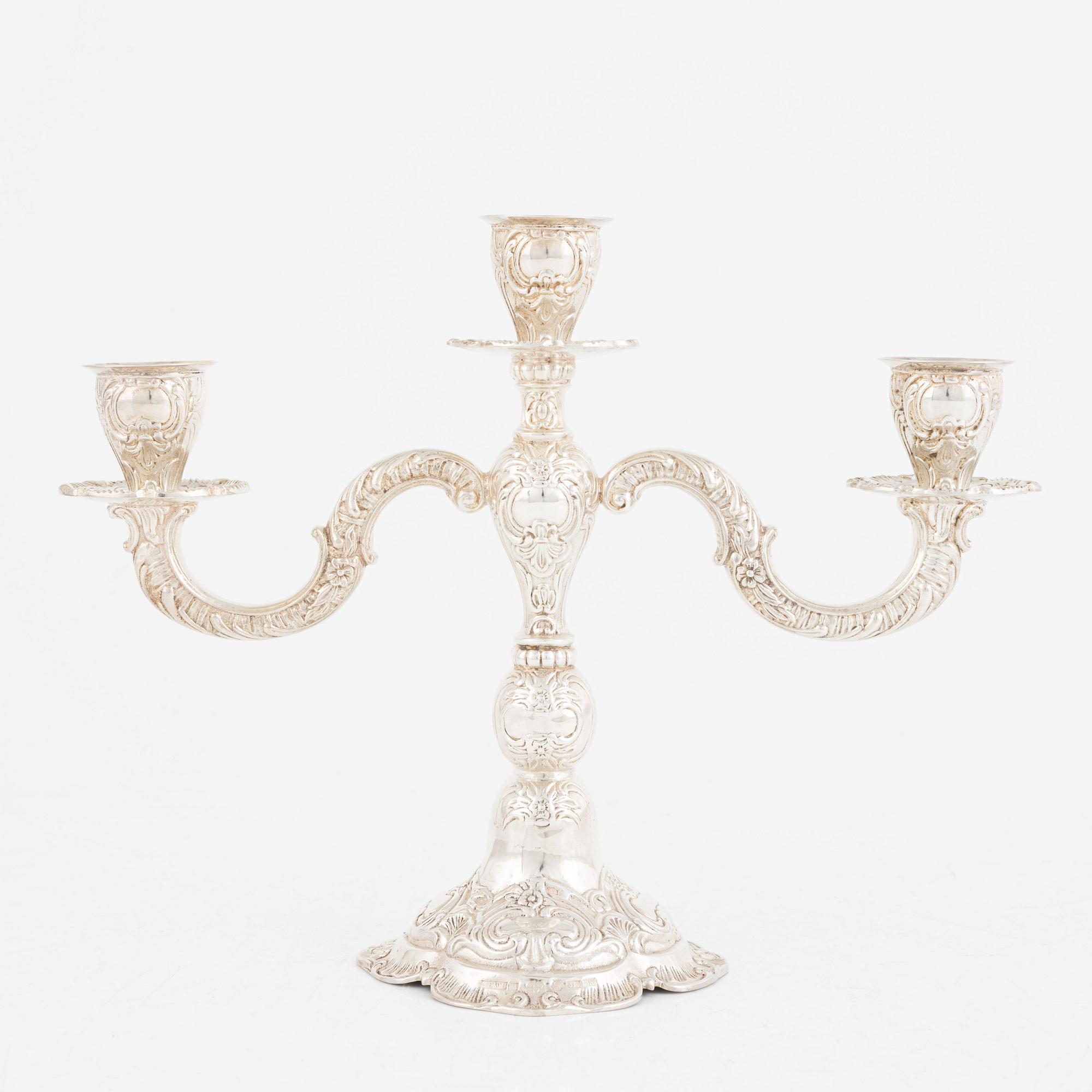 A Swedish silver candelabra, mark of GEWE, Malmö 1975.
