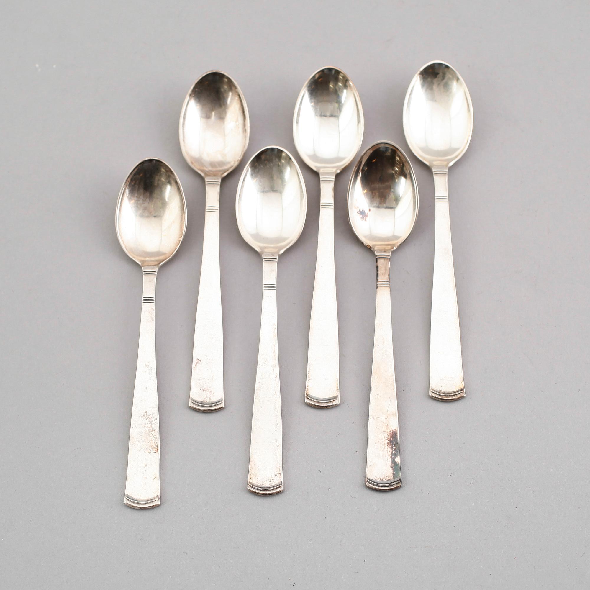 KAFFESKEDAR, 31 st, silver, Rosenholm, GAB, 1960/70-tal. Vikt ca 497 gram.