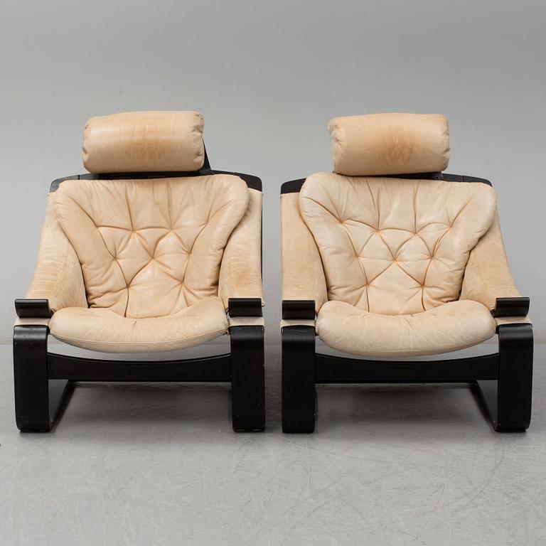 ÅKE FRIBRYTER, Nojatuolipari, "Kroken", Nelo Möbler, muotoiltu 1974.