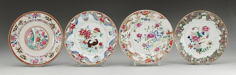 TALLRIKAR, 4 st, porslin. Qing dynastin. Qianlong (1736-95).