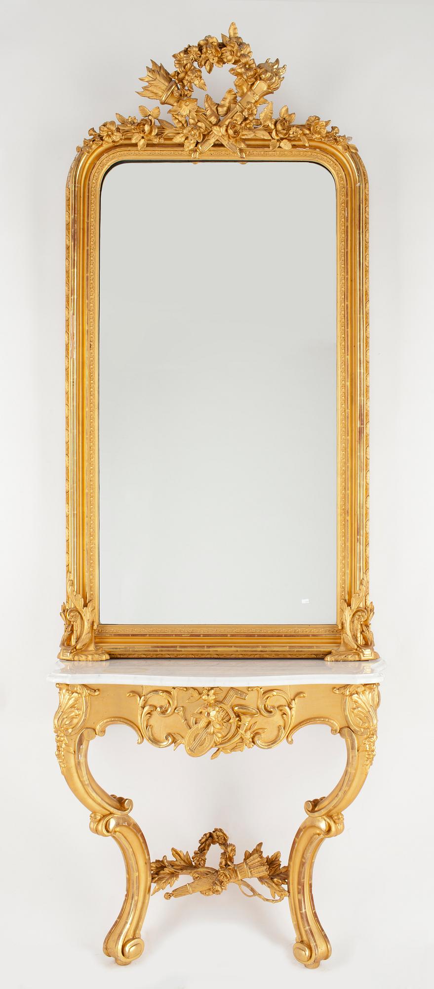 SPEGLAR MED KONSOLBORD, ett par, nyrokoko, 1800-talets andra hälft.