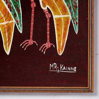John Kainne, cykellack på masonit, Tingatinga-måleri, signerad.