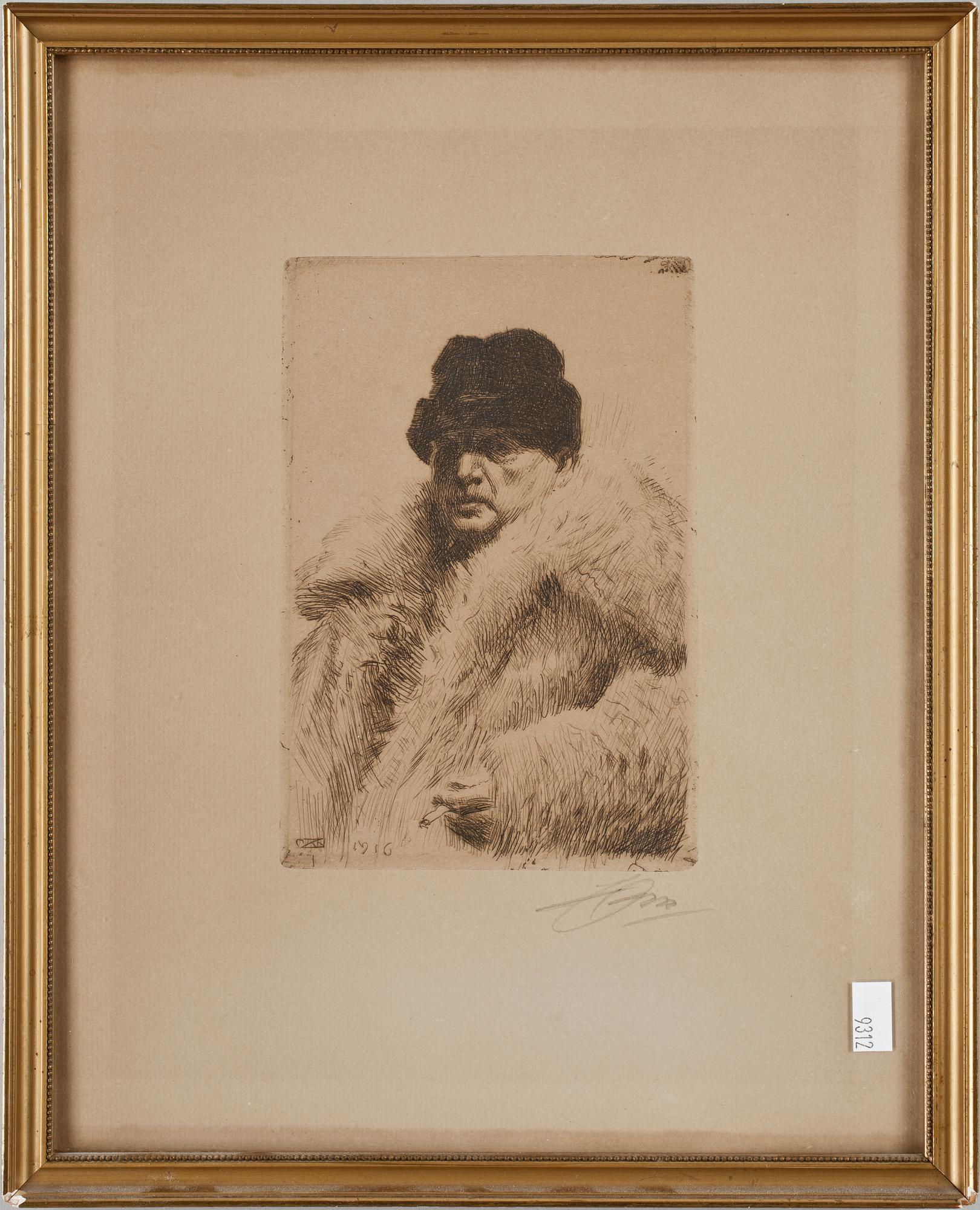 ANDERS ZORN, etsning, sign.