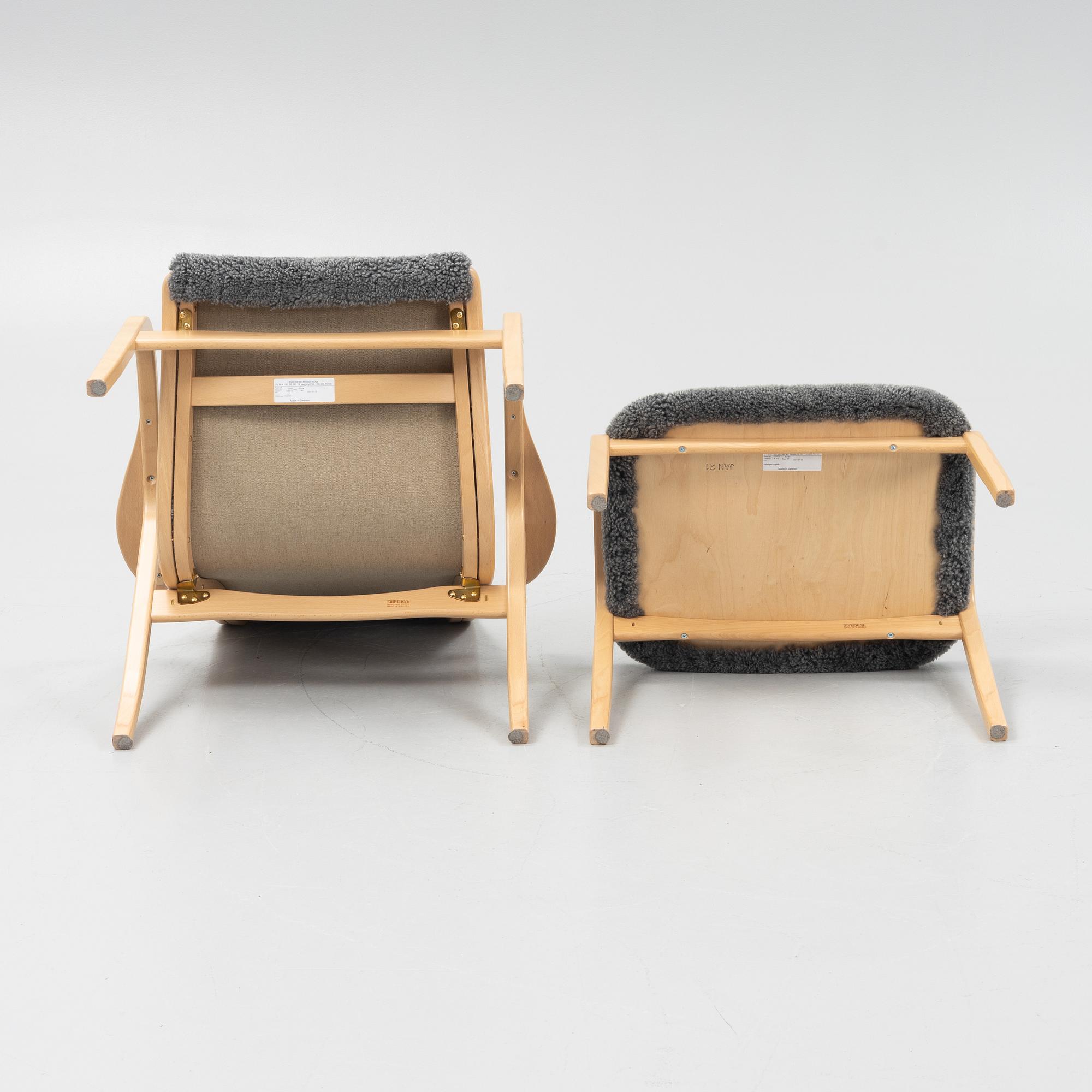 Yngve Ekström, fåtölj med fotpall, "Lamino", Swedese.