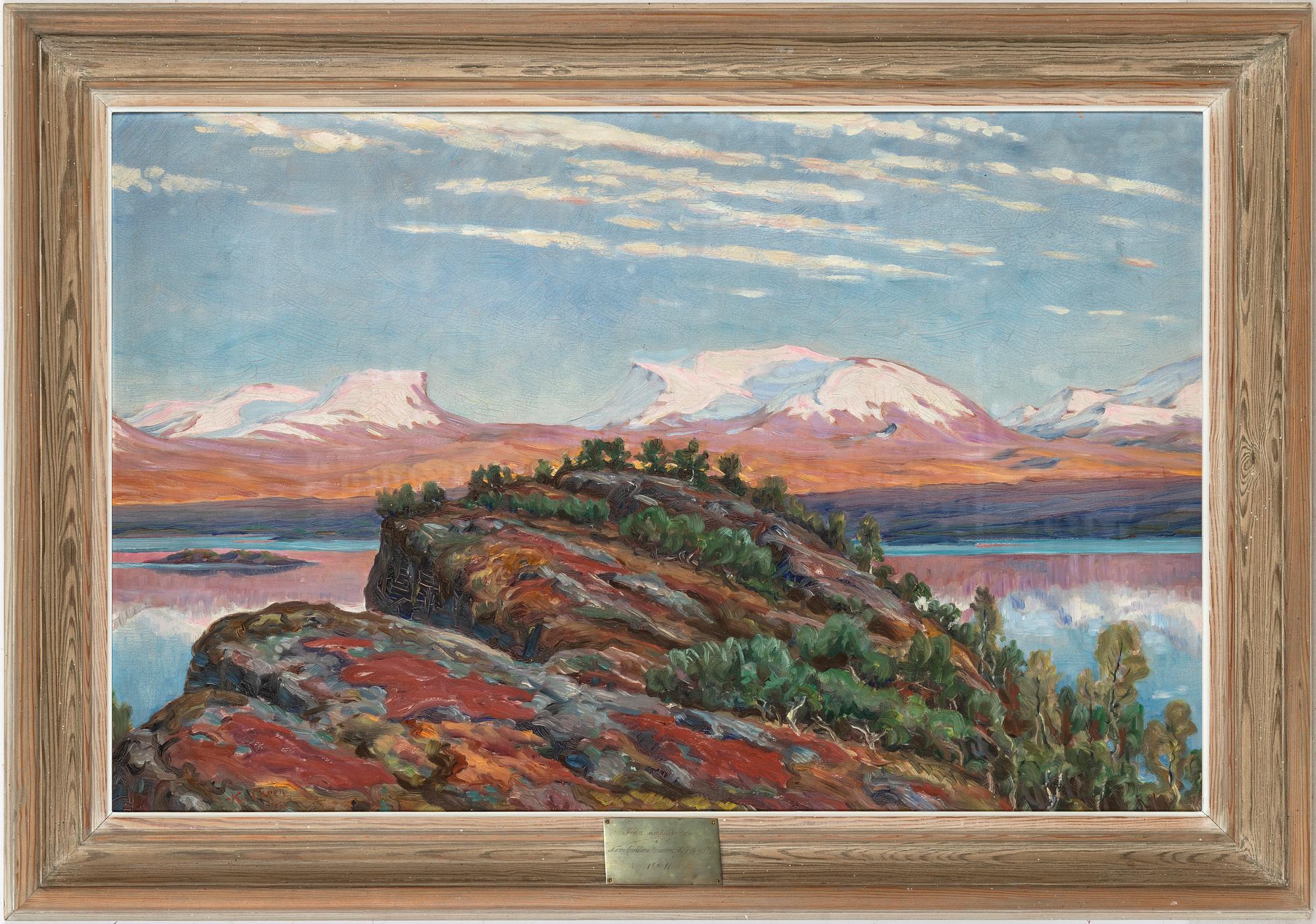 Karl Tirén, olja på pannå, signerad och daterad 1911.