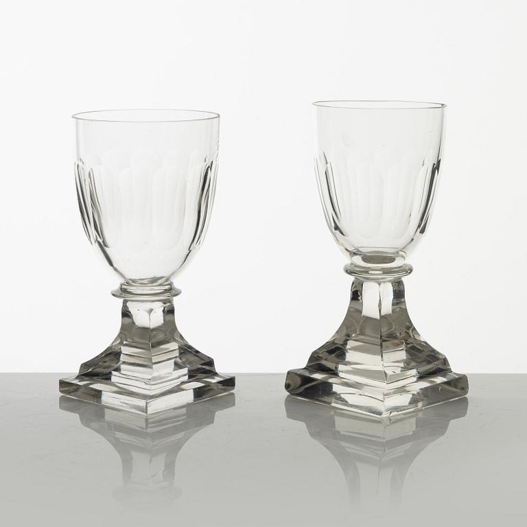 Wine glasses, 10 pcs, mid-19th century.