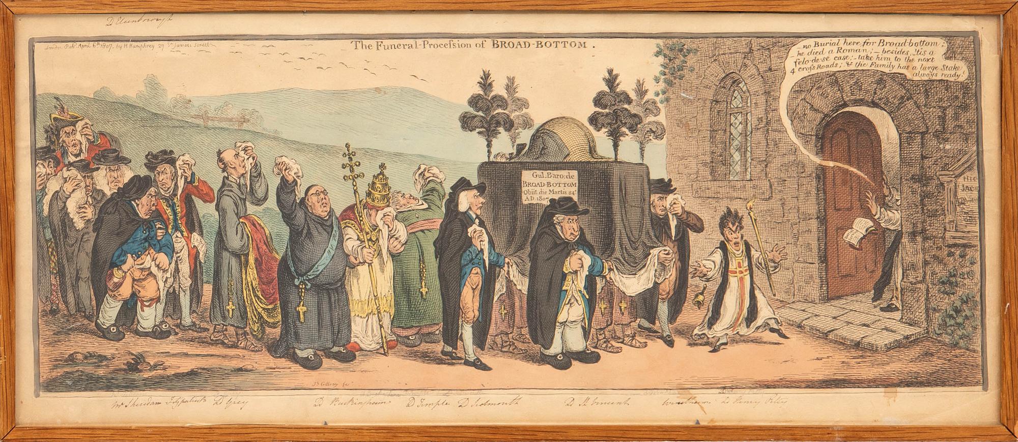 James Gillray, "The funeral procession of Broad-Bottom" 1807.