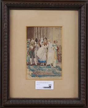 HANDKOLORERADE TRYCK, ett par, omkring sekelskiftet 1800/1900.