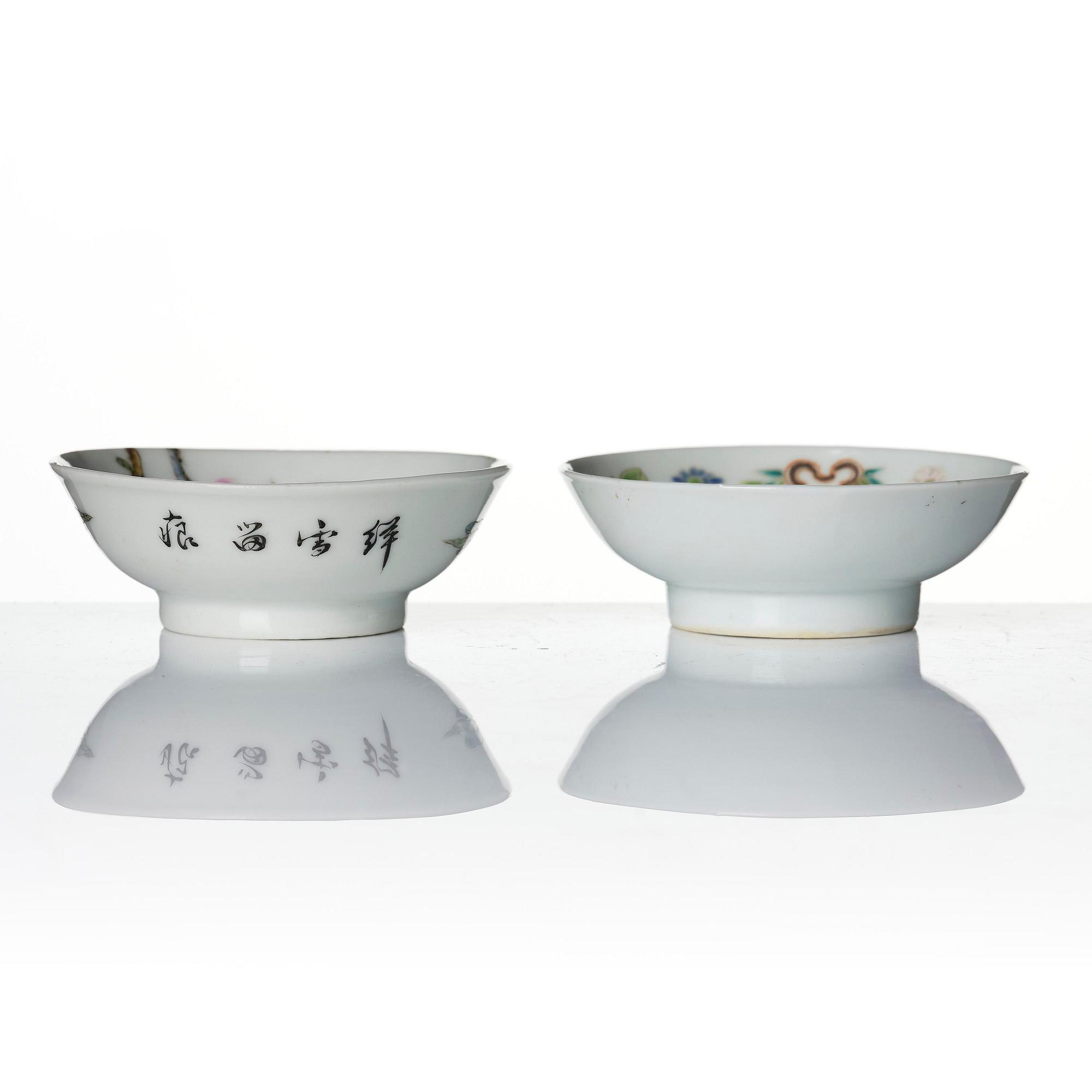 A set of six (5+1) small Chinese 'peaches' dishes, late Qing dynasty/Republic.