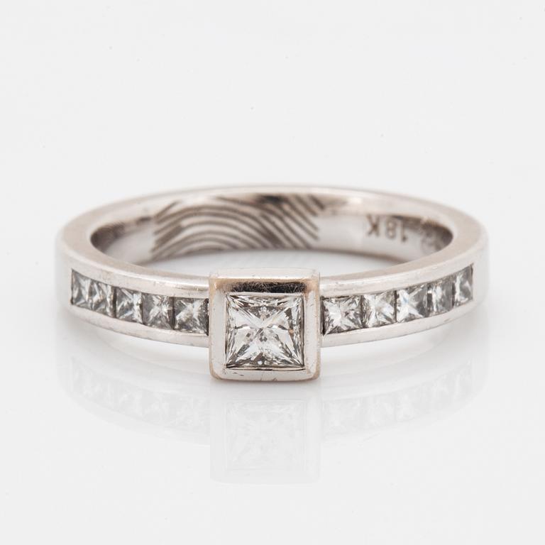 Princess-cut diamond ring.
