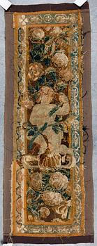 VÄVNAD, tapetfragment, sannolikt flandern 1600-1700-tal. Ca 126,5 x 47.