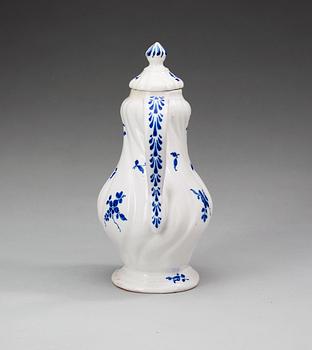 A Rörstrand faience pot with cover, 18th Century.