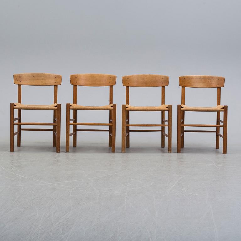 BØRGE MOGENSEN, four oak 'J-39' chairs from FDB möbler, Denmark.