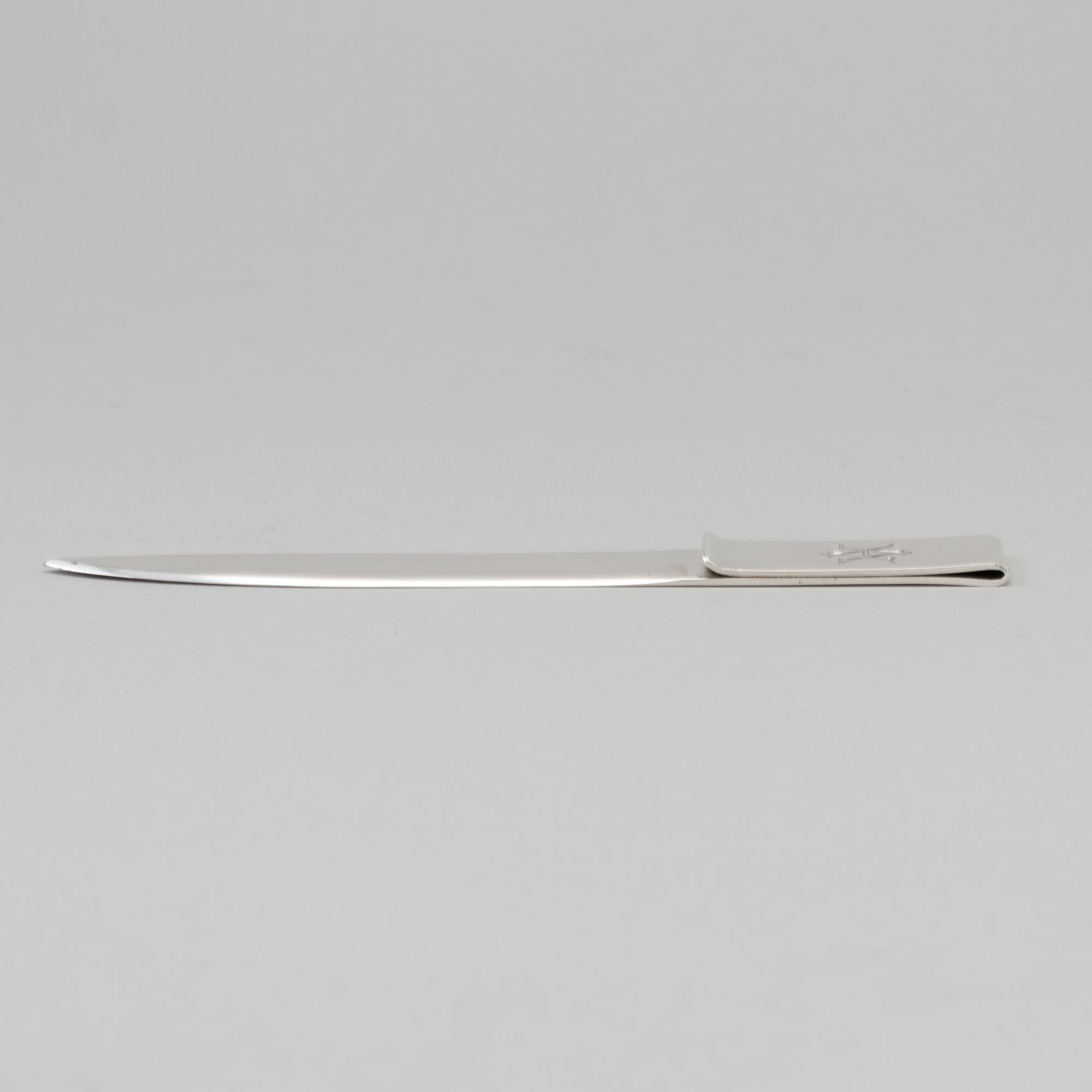 A Sterling silver paper knife by Aterlier Borgila, Stockholm, 1978.