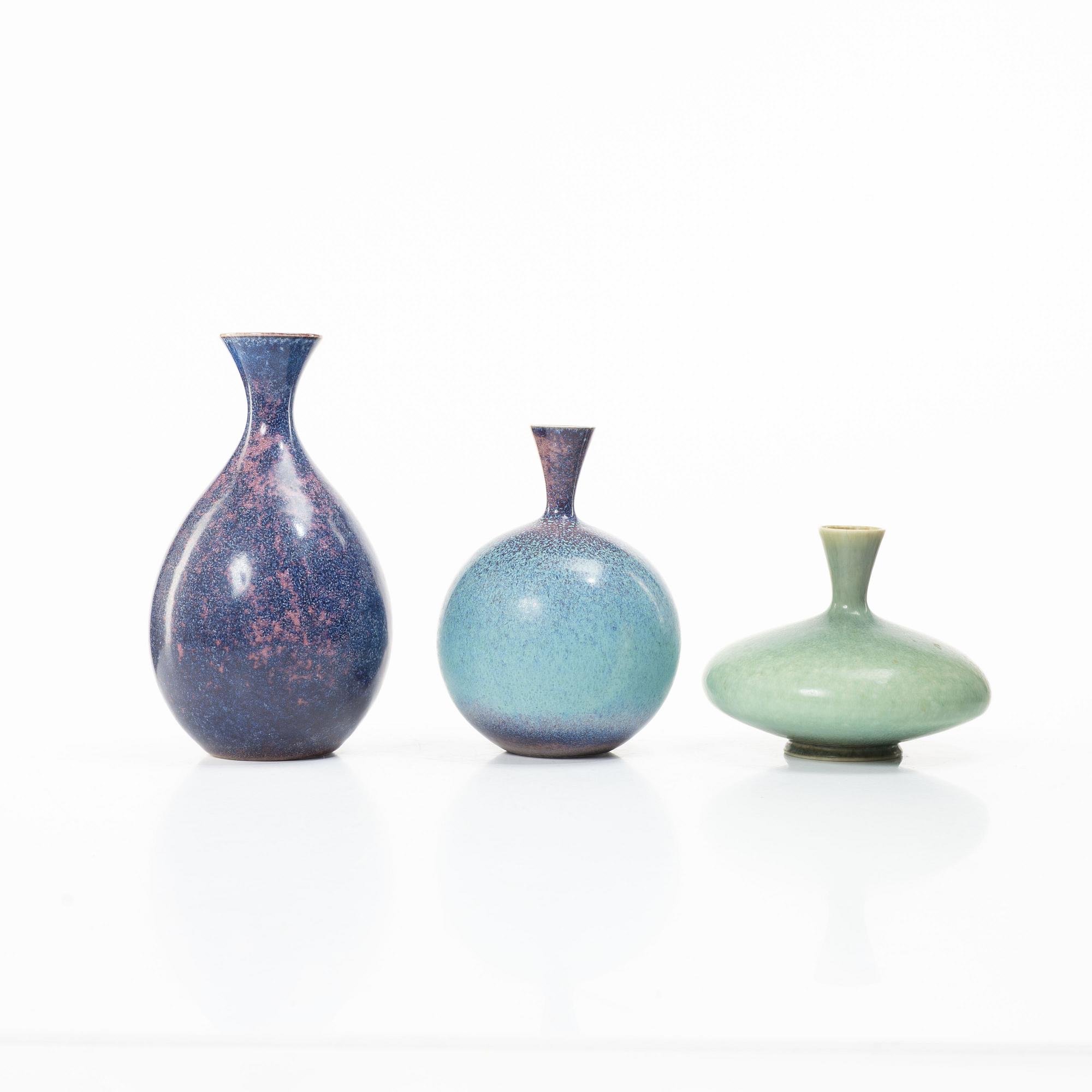 Sven Wejsfelt, vaser, 3 st, och skålar, 3 st, unika, stengods, Gustavsbergs Studio 1986-93.