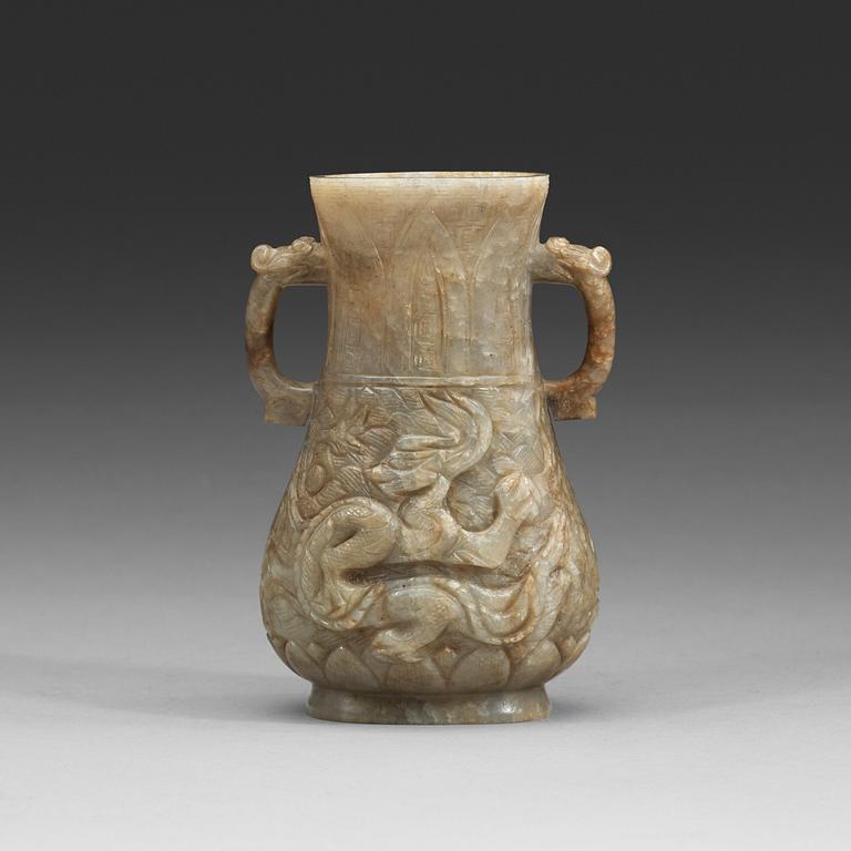 A nephrite vase, Qing dynasty (1644-1912).