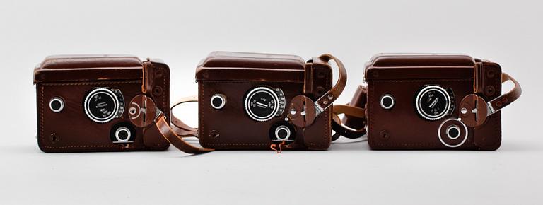 KAMEROR, 3 st, Rolleiflex, Franke & Heidecke, Tyskland, 1900-talets första hälft.