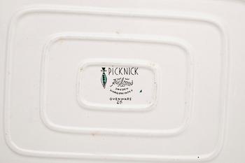 SERVISDELAR, 10st, flintgods, "Picknick" Marianne Westman, samt "Eden" Jacqueline Lynd. Rörstrand, 1900-tal.
