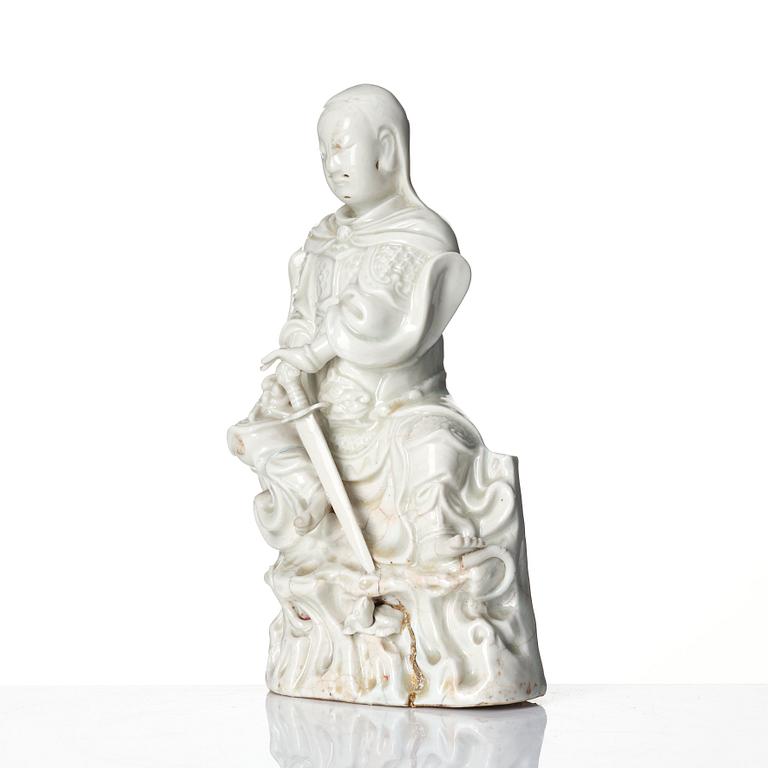 A Chinese blanc de chine/dehua figure of a Zhenwu, late Ming dynasty (17th century).