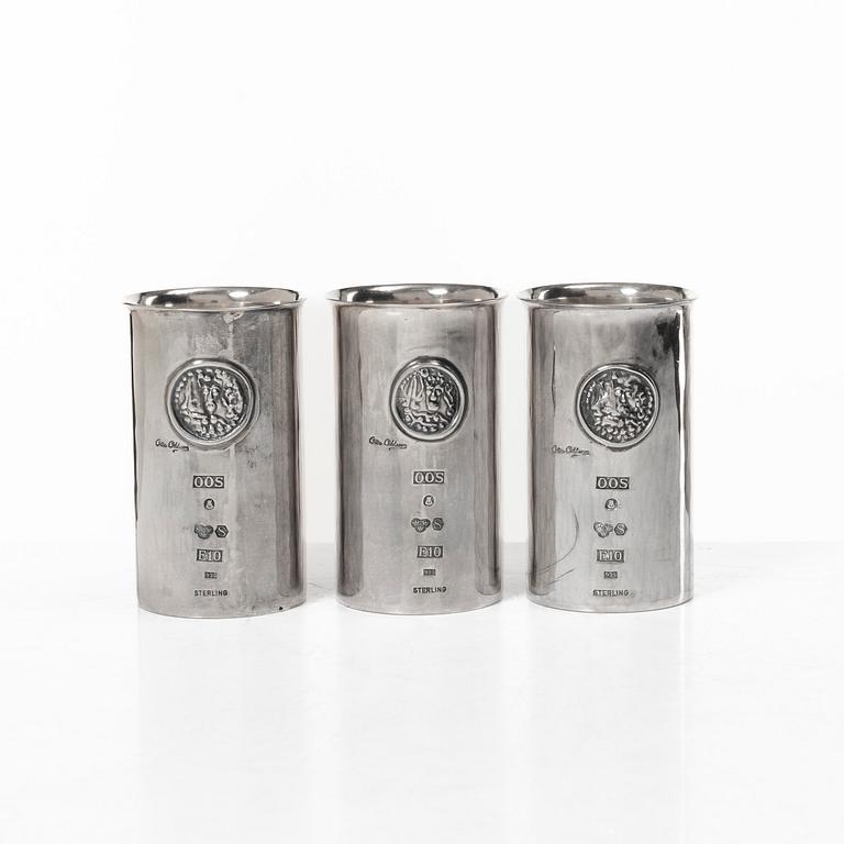 Olle Ohlsson, Three sterling silver beakers, Olle Ohlsson Silversmide, Stockholm 1979.