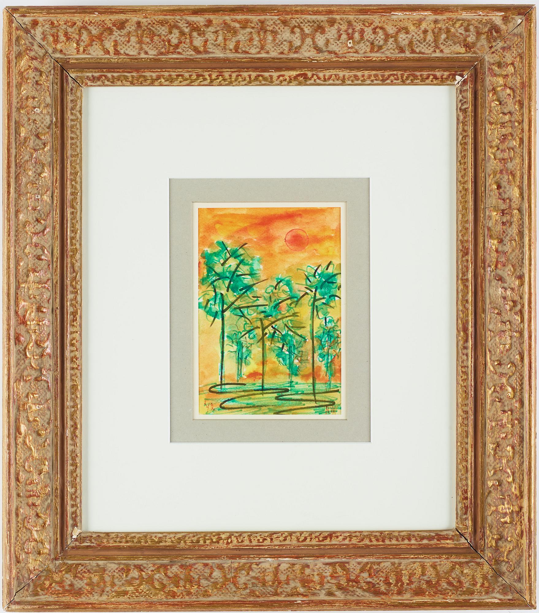 NELL WALDEN, mixed media on paper, signed and dated -72.