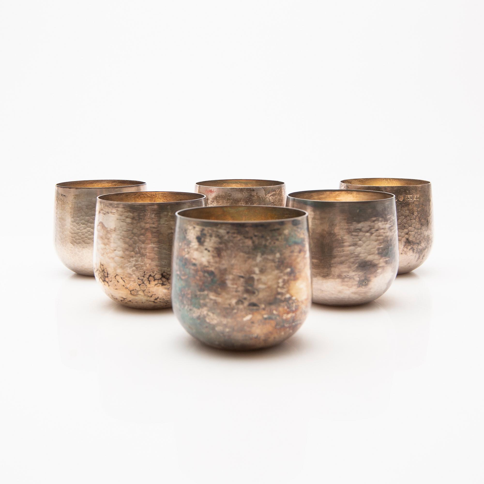 Tapio Wirkkala, Saucers, 6 pcs, Kultakeskus, Hämeenlinna 1977, silver, TW 469.