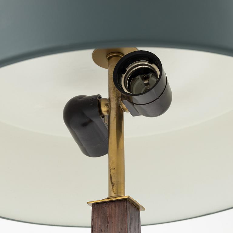Einar Bäckström, a brass and rosewood table light, Malmö, mid 20th Century.