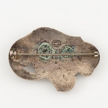 Georg Jensen, a brooch, silver with cabochon-cut moonstone. After 1945.