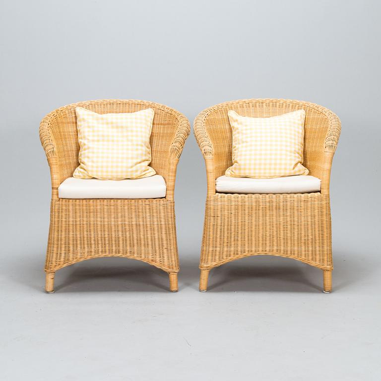 Korituoleja, 3 kpl, rottinki, vuosisadan vaihde 1900/2000.