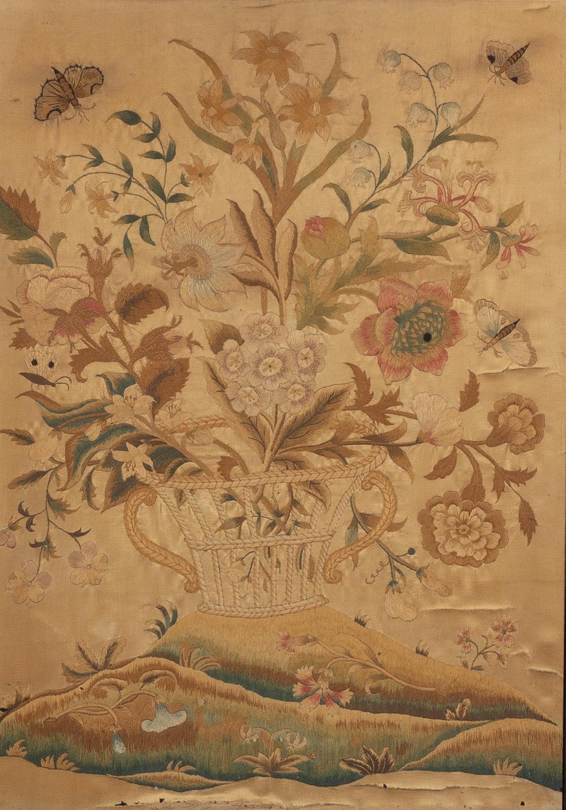 A silk embroidery, 19th Century.