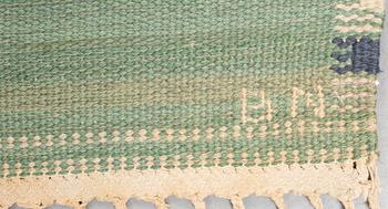 Barbro Nilsson, a carpet, "Falurutan grön, Alice", flat weave, ca 218 x 146,5-150,5 cm, signed AB MMF BN.