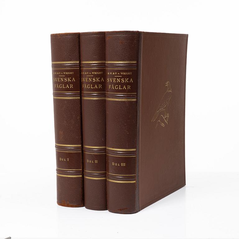The von Wright brothers, book set, 3 volumes, “Svenska fåglar”, A. Börtzells tryckeri AB, Ivar Baarsen, Stockholm, 1927–1929.