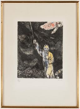 Marc Chagall · MARC CHAGALL, 1958, etsning med handkolorering, signerad med blyerts och numrerad 33/100.