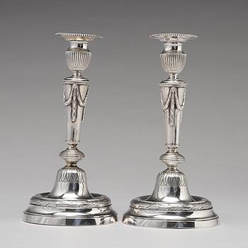 A pair of Swedish 18th century silver candlesticks, mark of Olof Yttraeus, Uppsala 1785.