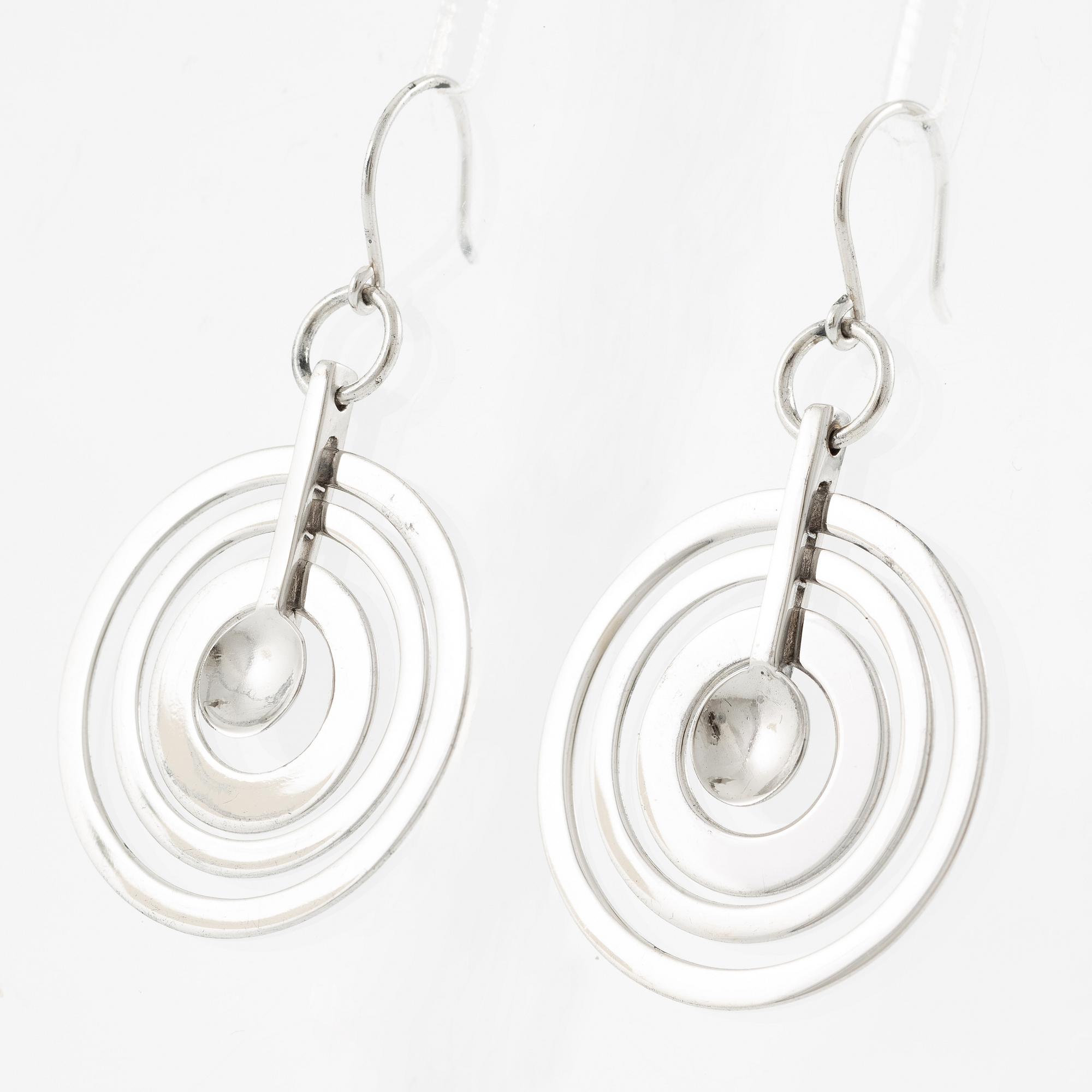 Tapio Wirkkala, a pair of earrings "Silvermoon", sterling silver, for Kultakeskus.