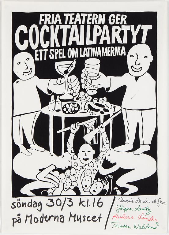 CARL JOHAN DE GEER, "Cocktailpartyt", 1969, screen print.